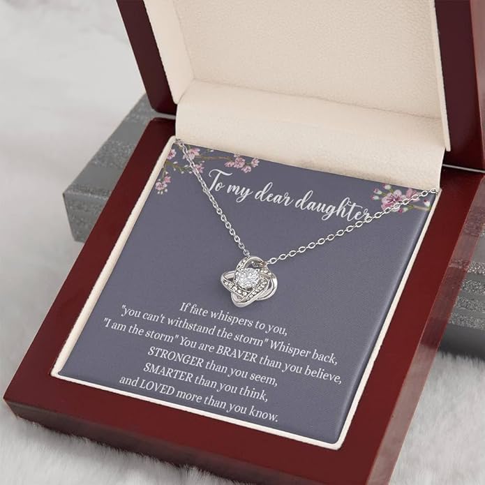VIRAGIL To My Daughter Gift Necklace From Dad or Mom - Badass Daughter Jewelry With Heartfelt Message & Elegant Box