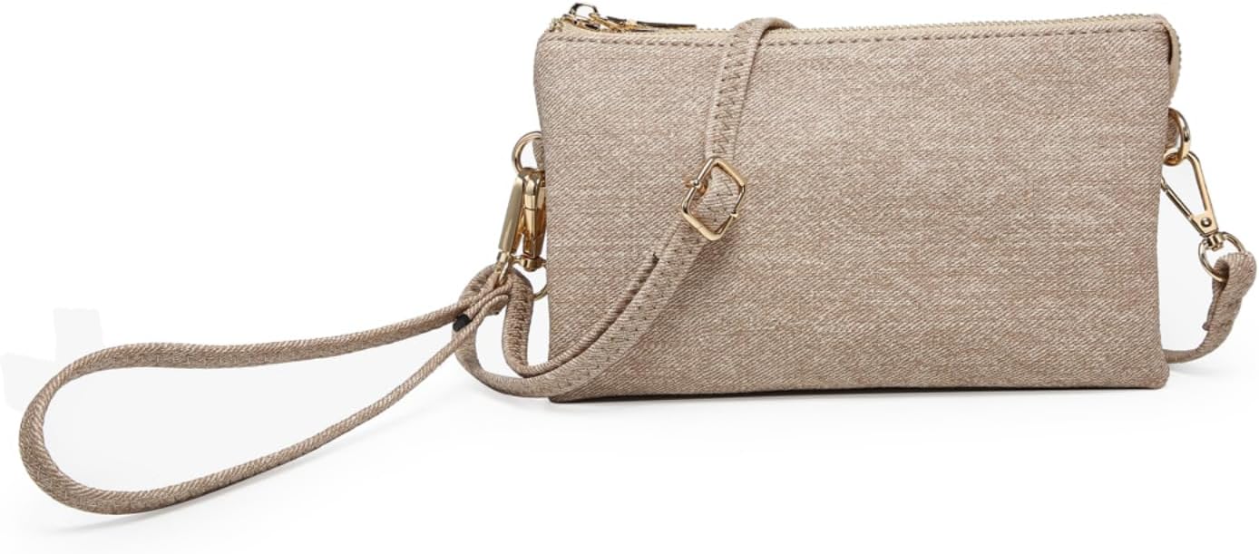 JEN & CO. Riley Small Crossbody Bags for Women Vegan Leather Wristlet Clutch Wallet Purses Handbags with 2 Straps