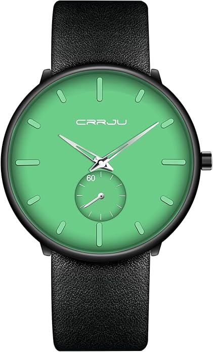 Mens Watches Ultra-Thin Minimalist Waterproof-Fashion Wrist Watch for Men Unisex Dress with Leather Band