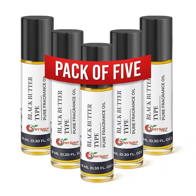 NY Spice Shop Black Butter Type Musk Fragrance – Pack of 5 Musky Sweet Notes - Body Oil Fragrance with Warm Deep Musk Long Lasting Aroma - Body Perfume Essence for Personal Scent Collection