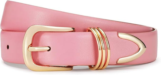Belts for Women with Gold Buckle Faux Leather Belts Fashion Casual belts for jeans