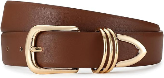 Belts for Women with Gold Buckle Faux Leather Belts Fashion Casual belts for jeans