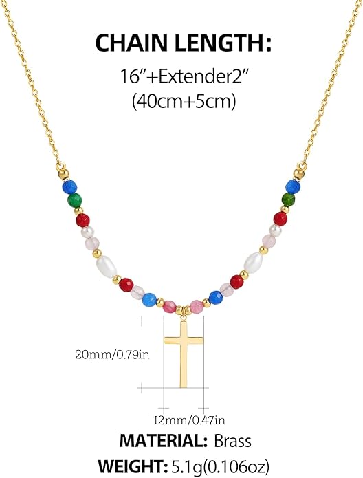 Cross Necklace for Women Trendy - Dainty 18K Real Gold Plated Minimalist Cross Necklace Non Tarnish Waterproof Trendy Cute Simple Small Necklaces Easter Christian Religious Faith Jewelry Gifts