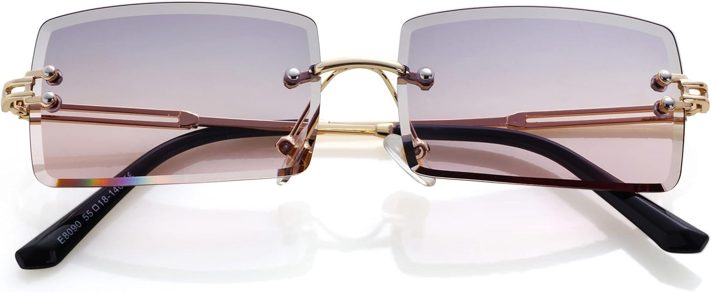 Kursan Frameless Rectangle Sunglasses for Men Women Small Rimless Sun Glasses Shades UV400 Protection