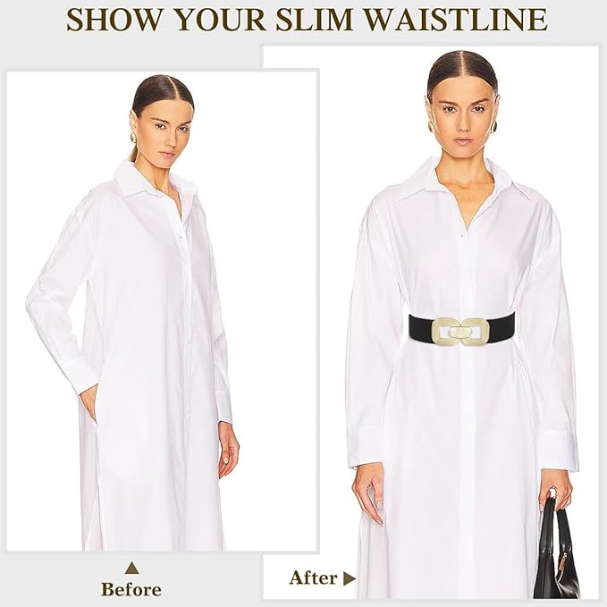 Glamorstar Women Wide Stretchy Belts Elastic Waist Belts for Dresses