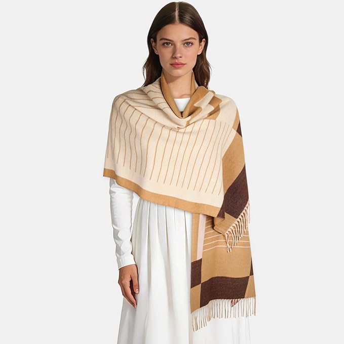 EXTREE Scarfs for Women Pashmina Silky Shawl Wrap for Evening Dressing Blanket Open Front Poncho Cape