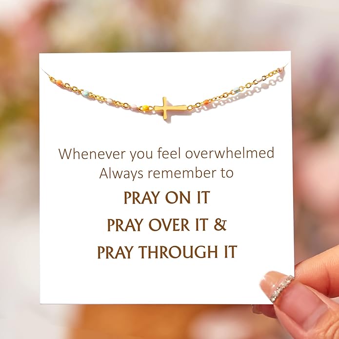 STORYJEWELLERY Christian Gifts for Women, Religious Confirmation and Baptism Gifts, Cross Bracelet for Women, Easter Gift, Encouragement Presents, Christian Jewelry