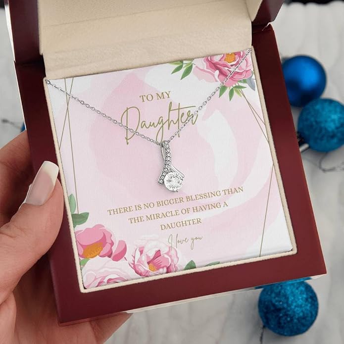 VIRAGIL To My Daughter Gift Necklace From Dad or Mom - Badass Daughter Jewelry With Heartfelt Message & Elegant Box
