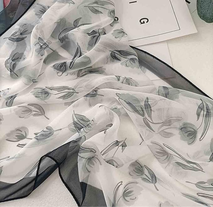 Pokeedioty Scarfs for Women Lightweight Scarves Elegant Floral Pattern Sheer Scarfs Shawls Wraps
