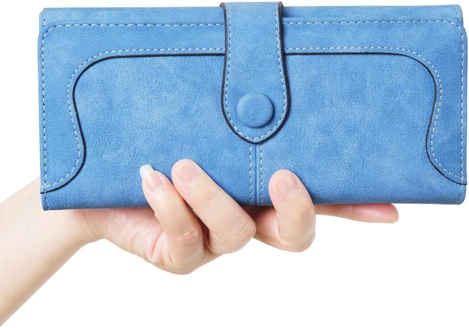 Women's Vegan Leather 17 Card Slots Card Holder Long Big Bifold Wallet