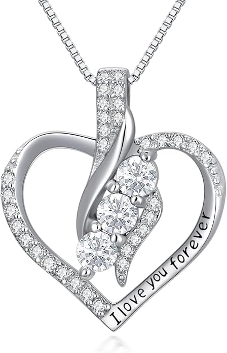 Rose Heart Birthstone Necklace for Women - Solid S925 Sterling Silver with Rose Gold Plated Infinity Symbol of Love Valentine's, Mother's Day, Anniversary, Christmas Birthday Gift for Her, Mom, Wife, or Girlfriend.