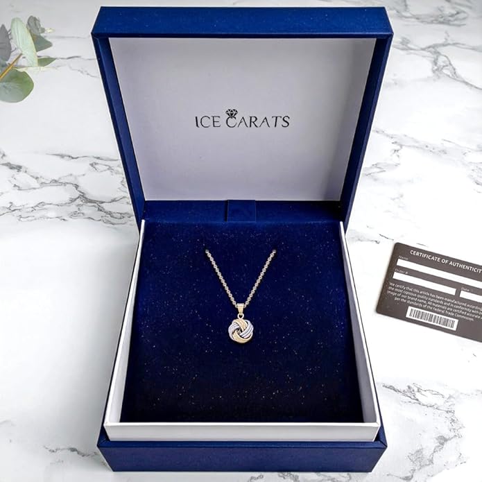 IceCarats 14K Solid Two Tone Gold Love Knot Necklace Chain Pendant Charm