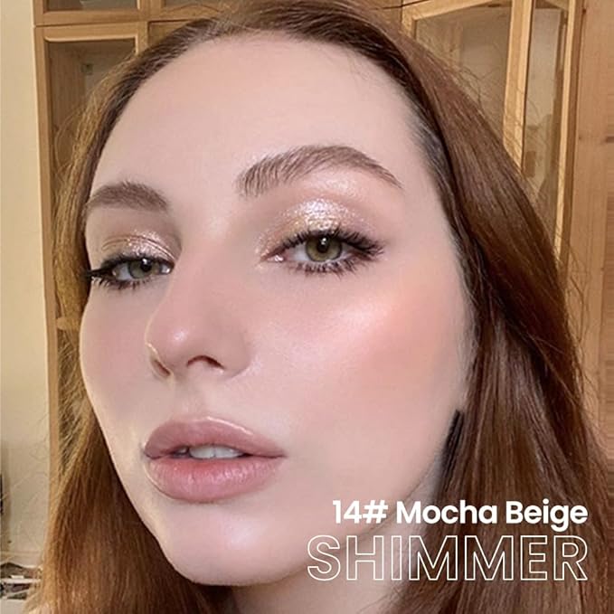 evpct Mocha Beige Shimmer Cream Eye Shadow Brightener Sticks Set for Eyes, Mocha Beige Shimmery Matte Pencil Eye shadow Applicator Stick Pen Palette Makeup Waterproof sombras en crema para ojos 14#