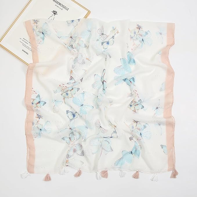 Yeieeo Boho Scarf for Women Lightweight Floral Printed Scarf Fall Winter Fashion Fringed Shawl