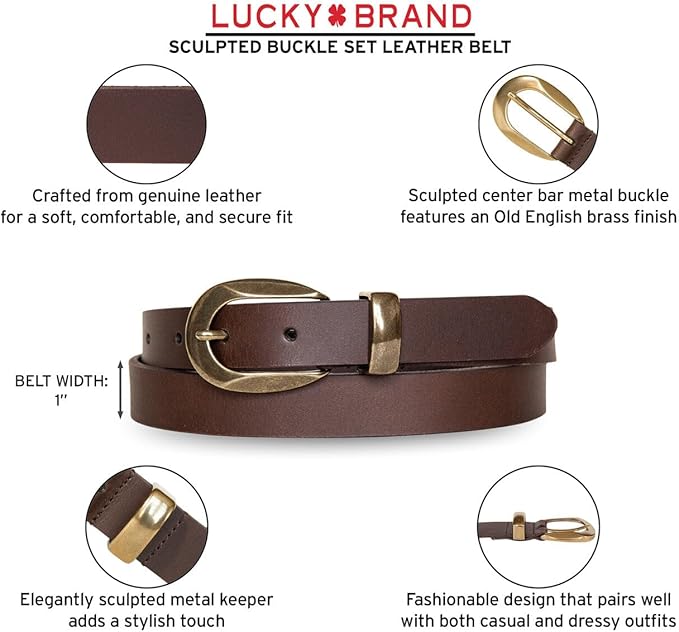 Lucky Brand Women's Fashion Leather Belt | Stylish | Trend | Classic | Modern | Jean | Pant | Skirt | Dress