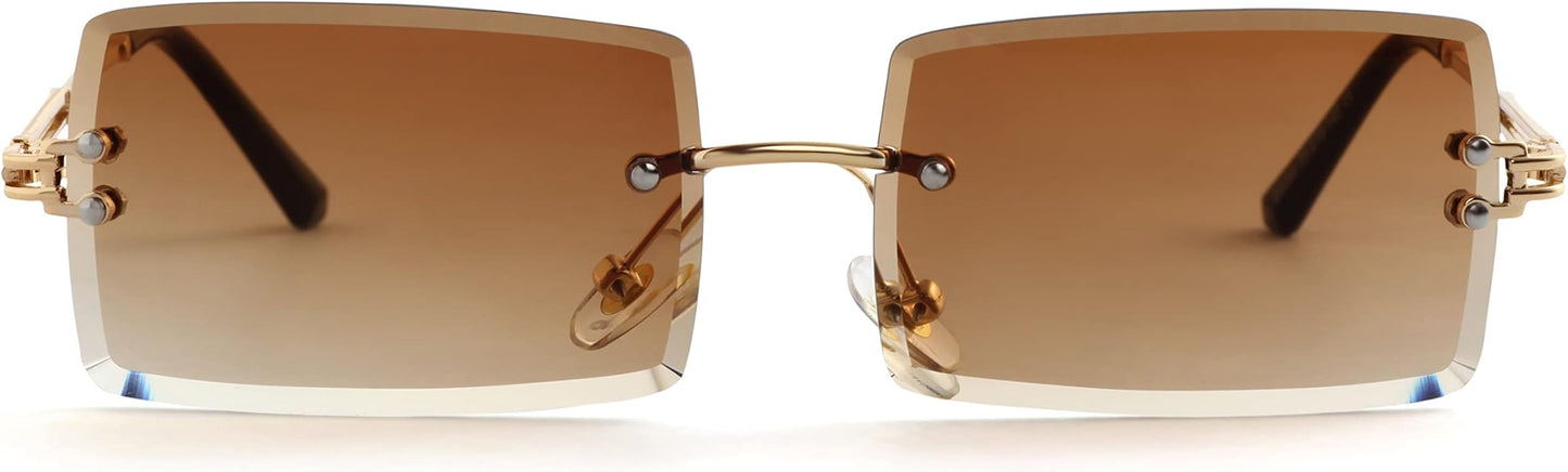 Kursan Frameless Rectangle Sunglasses for Men Women Small Rimless Sun Glasses Shades UV400 Protection