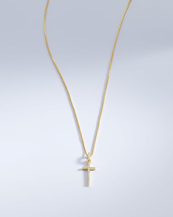 Milla 14K Gold Plated Cross Necklace for Women, Silver Cross Necklaces for Women, 18 inches Chain with Cross Pendant