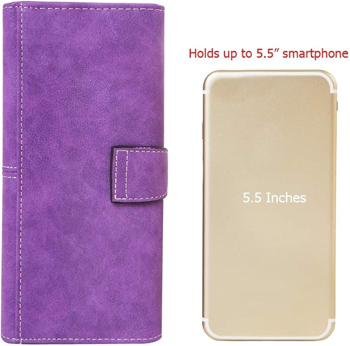 Women's Vegan Leather 17 Card Slots Card Holder Long Big Bifold Wallet