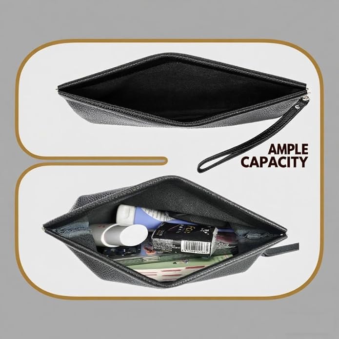 Genuine Leather Wristlet Handbags Purses Cell Phone Pocket Clutch Wallet Coin Purse For Men Women
