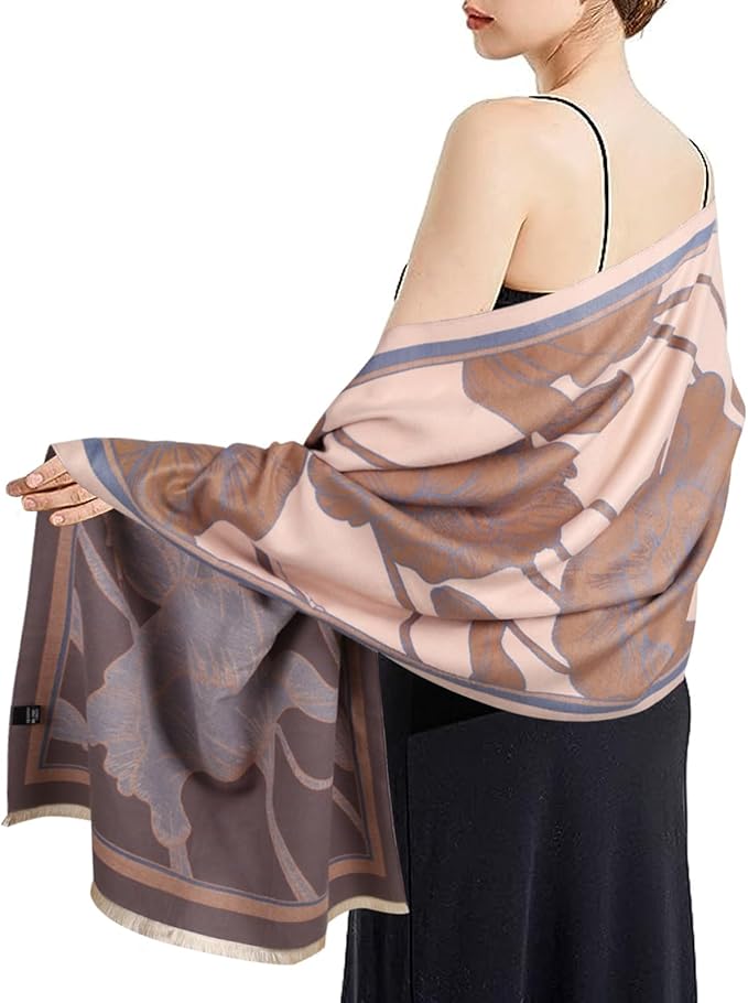 EXTREE Scarfs for Women Pashmina Silky Shawl Wrap for Evening Dressing Blanket Open Front Poncho Cape
