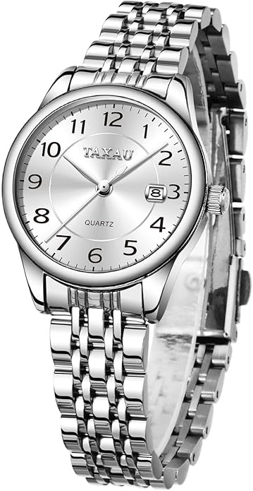 Gold Silver Two Tone Women Stainless Steel Watch Small Wrist ElegantDress Watch for Women Fashion Luxury Waterproof Day Date Analog Quartz Ladies Watches