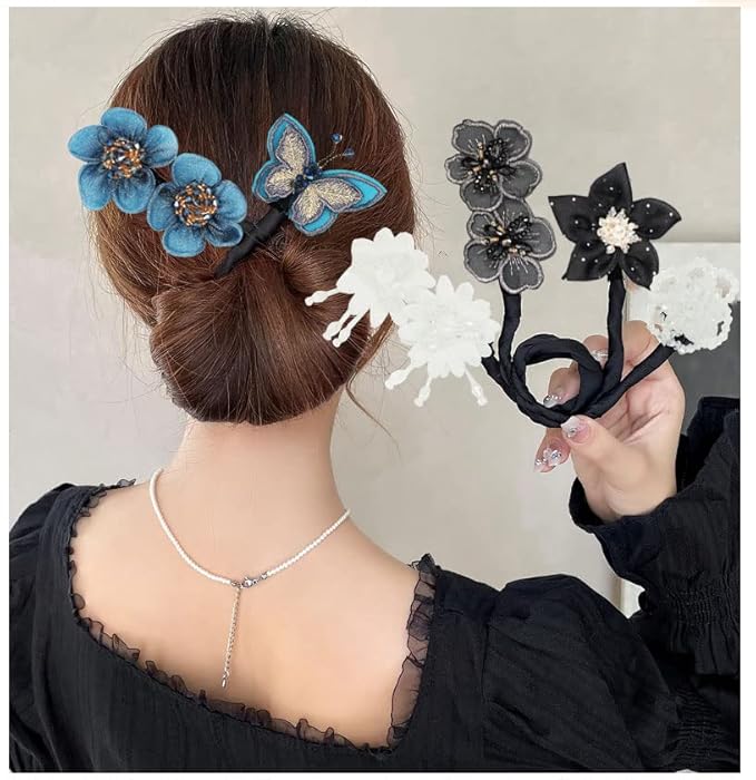 3 Pieces Bun Maker for Round Crown Hairstyles - Lazy Curler Clips & Hair Accessories for Women, Girls & Kids (Style 4)
