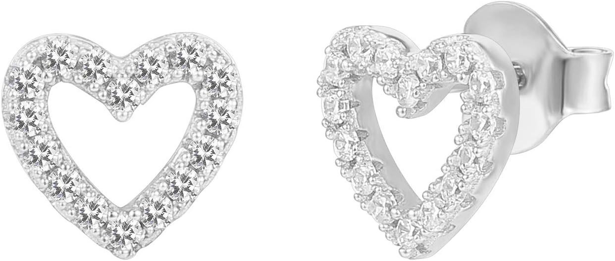 PAVOI 14K Gold Plated 925 Sterling Silver Stud Earrings for Women | Dainty Geometrical Bar Triangle Heart Earrings