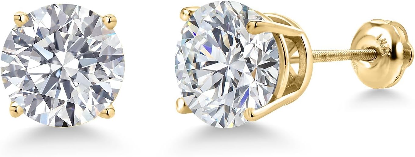 Gem Stone King 0.20 to 6 Cttw 14K Gold Lab Grown Diamond Stud Earrings | Gold Earrings For Women Men | E-F Color | VS1-VS2 Clarity