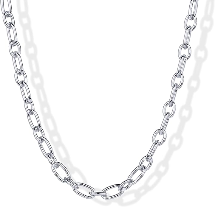 PAVOI 14K Gold Plated Chunky Chain Choker Necklaces for Women | Gold Statement Graduated Link Chain Necklace | Bold Oval Link Barbell Links Paperclip Chains