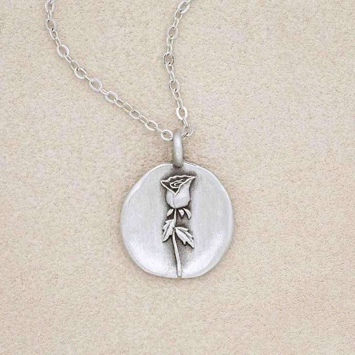 LISA LEONARD DESIGNS Pewter Birth Flower Pendant Necklace Minimalist Jewelry Necklaces For Women Gift For Her Dainty Necklaces