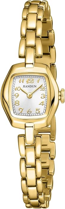 JIANDUN Vintage Small Gold Women’s Watch, Elegant Stainless Steel Bracelet, Water-Resistant with Tools Included