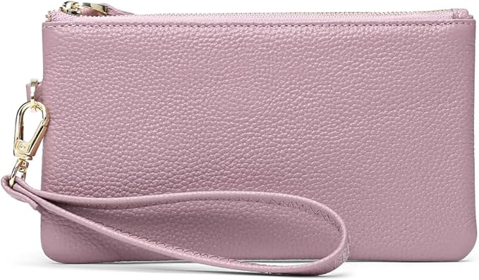 GOIACII Women's Wristlet Clutch Slim Leather Wallet RFID Blocking Handbag
