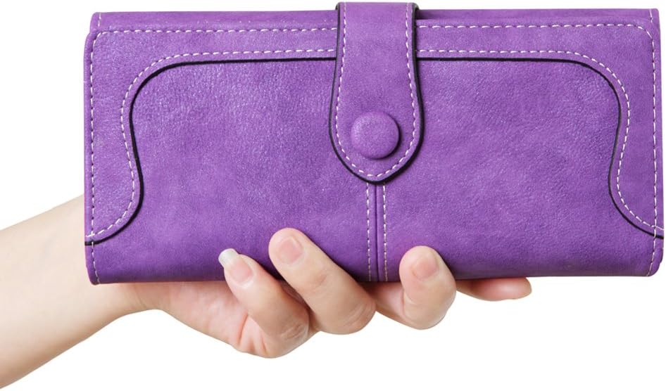 Women's Vegan Leather 17 Card Slots Card Holder Long Big Bifold Wallet