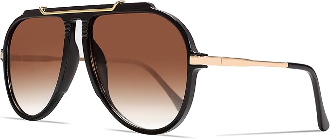 Oversized Aviator Sunglasses for Women Men 2026 70s Retro Gold Metal Sun Glasses Tangle Free Square Aviators