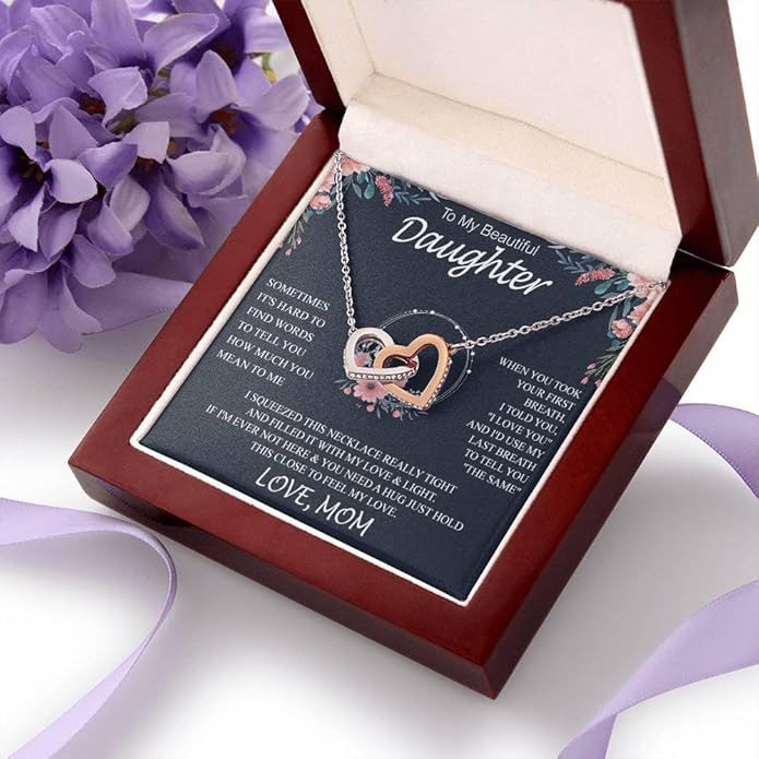 VIRAGIL To My Daughter Gift Necklace From Dad or Mom - Badass Daughter Jewelry With Heartfelt Message & Elegant Box