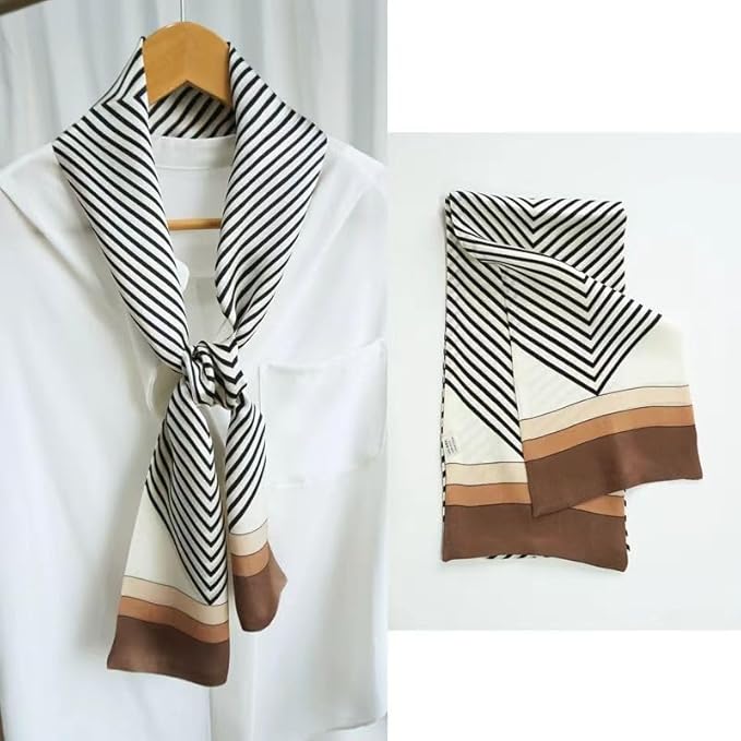 100% Mulberry Silk Ribbon Scarf for Hair Beach Head Wraps for Women Handbag accessories Necktie