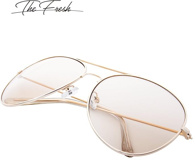 The Fresh Classic Aviator Frame Light Color Lens XL Oversized Sunglasses Gift Box