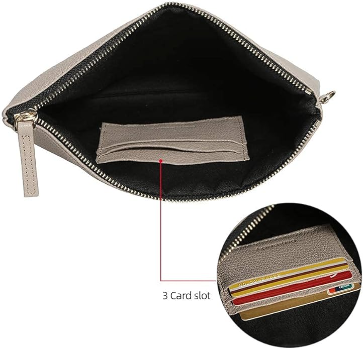 DORIS&JACKY Lambskin Leather Wristlet Clutch Purse for Women Soft Designer Slim Cell Phone Pouch Bag with Detachable Strap