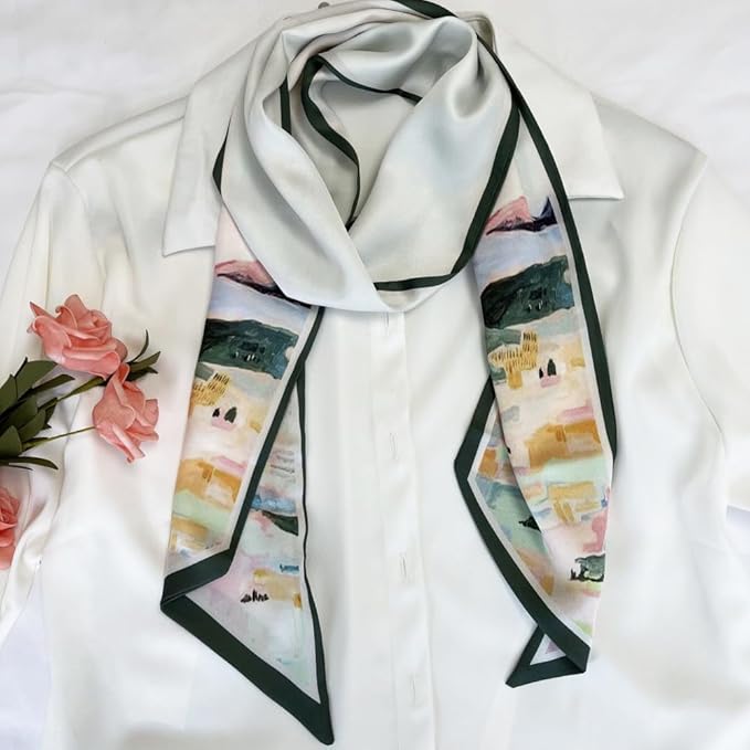Silk Head Scarf for Hair Fashion Headwrap for Women Lightweight Neck Tie