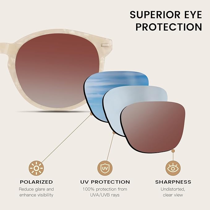 DUCO Polarized Sunglasses for Women Retro Round Women's Sunglasses Classic Vintage UV400 Shades DC1230