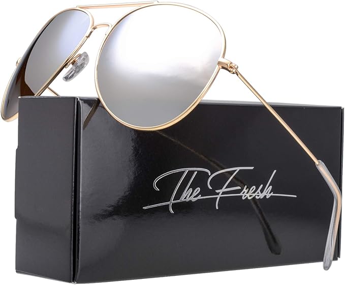 The Fresh Classic Aviator Frame Light Color Lens XL Oversized Sunglasses Gift Box
