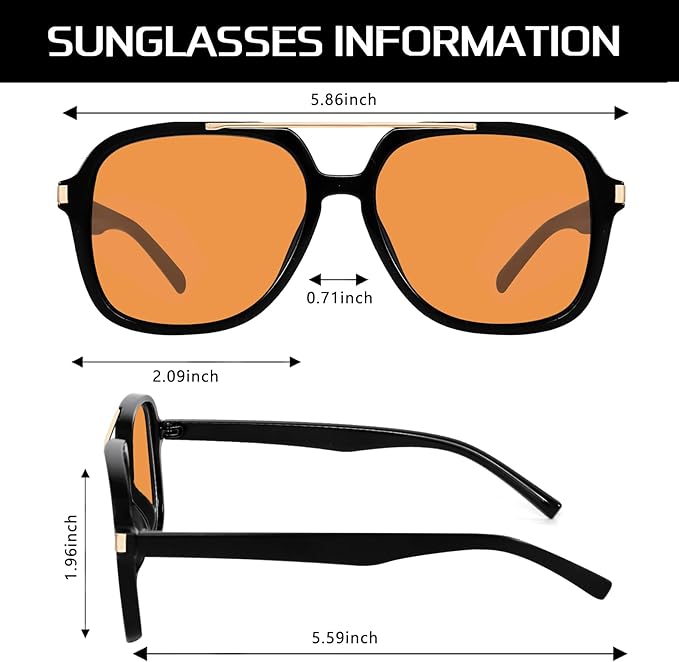 Retro Aviator Sunglasses for Women Men 2026 Square Top Bar Sun Glasses Sunnies 70s Lightweight Shades
