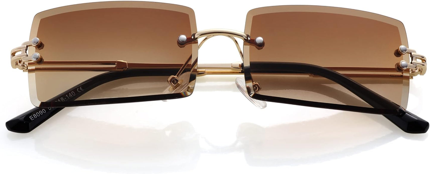 Kursan Frameless Rectangle Sunglasses for Men Women Small Rimless Sun Glasses Shades UV400 Protection
