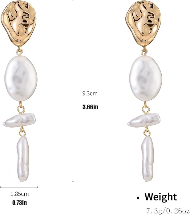 Statement Pearl Dangle Earrings,Gold and Large Pearl,Luxury Chandelier Organic Style Earrings