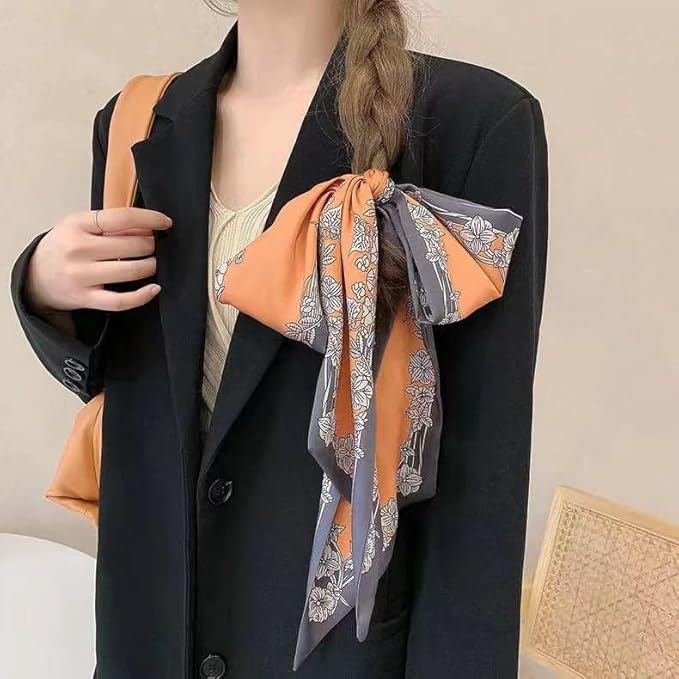 100% Mulberry Silk Ribbon Scarf for Hair Beach Head Wraps for Women Handbag accessories Necktie