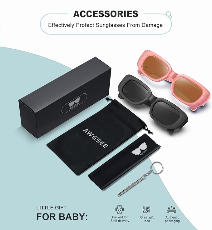 Retro Rectangle Kids Sunglasses 90’s Vintage Fashion Narrow Square Frame Glasses Shades for Girls Boys UV Protection