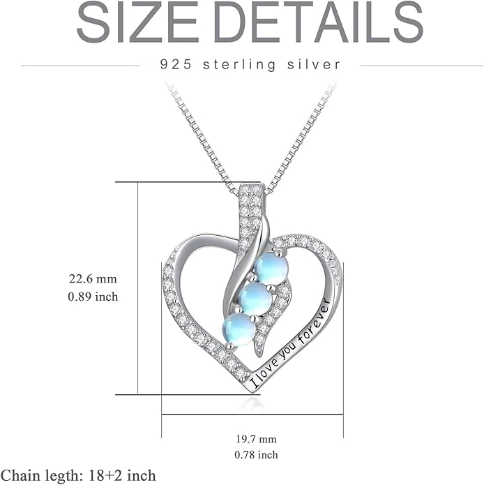Rose Heart Birthstone Necklace for Women - Solid S925 Sterling Silver with Rose Gold Plated Infinity Symbol of Love Valentine's, Mother's Day, Anniversary, Christmas Birthday Gift for Her, Mom, Wife, or Girlfriend.