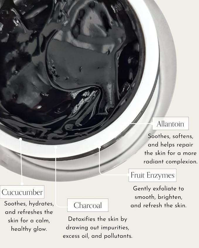Radical Skincare Detox Charcoal Enzyme Peel - Powerful Formula w/ 11 Fruit Enzymes for Maximum Exfoliation | For All Skin Types Including Sensitive Skin | Cruelty & Paraben Free (1.7 oz)