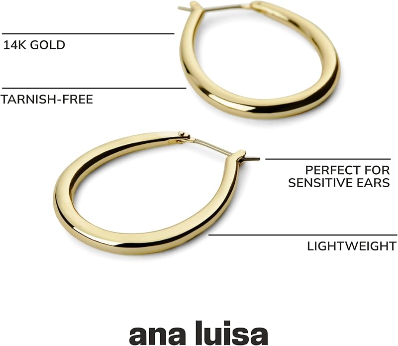 Ana Luisa Hoop Earrings for Women - 14K Gold Plated & Silver Rhodium Plated Assorted Earring Styles - Dainty, Small Gold Hoop Earrings - Hypoallergenic Tarnish-Free Jewelry - Gifts for Women