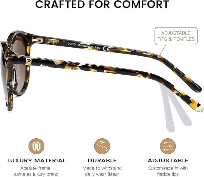 DUCO Polarized Sunglasses for Women Retro Round Women's Sunglasses Classic Vintage UV400 Shades DC1230